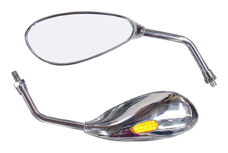 Patrol Chrome Universal Mirrors With Built In LED Indicators