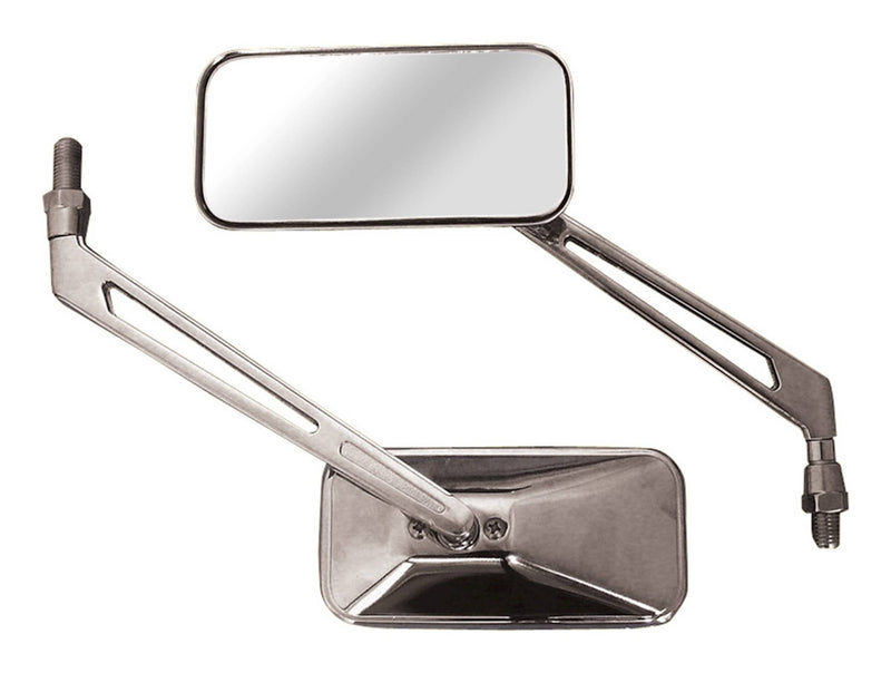 Runner Universal Rectangular Chrome Mirrors With 10 MM Thread