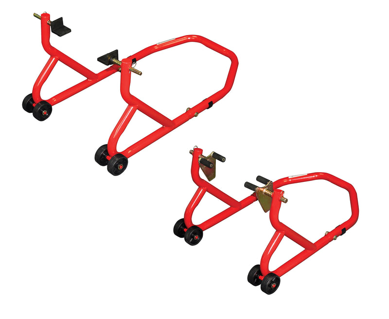 Series 3 Front And Rear Track Paddock Stand Set Red