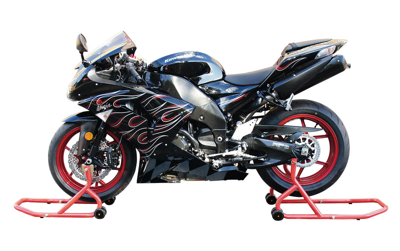 Series 3 Front And Rear Track Paddock Stand Set Red