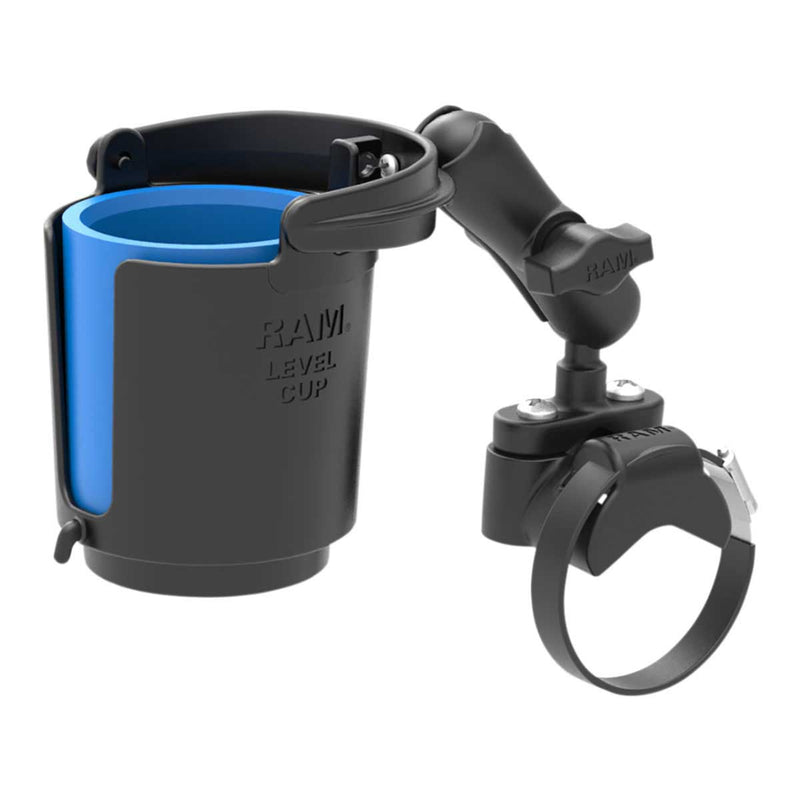 RAM Handlebar Rail Mount With U-Bolt Base Level Cup Drink Holder And Koozie