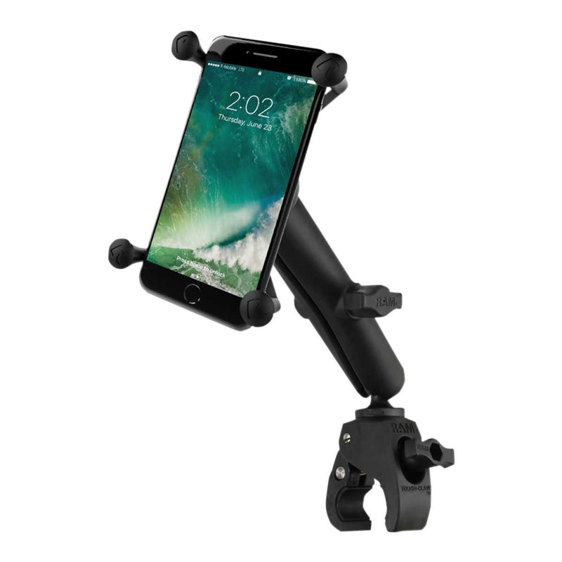 RAM Small Tough-Claw Base With Long Double-Socket Arm and Universal RAM X-Grip Cradle