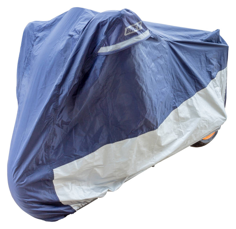 Deluxe Heavy Duty Rain Cover Blue / Silver Large Fits 750-1000cc