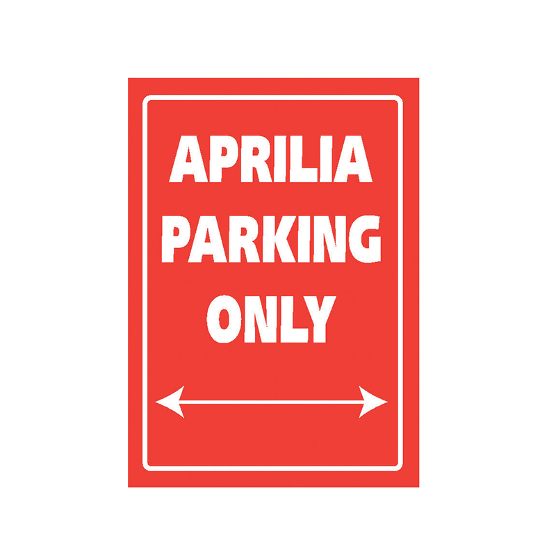 Aluminium Parking Sign Red - Aprilia Parking Only